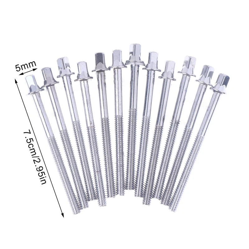 12-Pack Drum Tension Rods 5/6mm Lug Bolts with Washers Drum Replacement Parts QXL A2