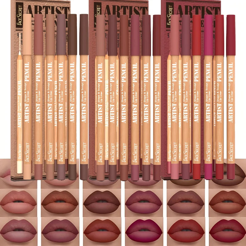6-Pack Velvet Matte Lip Liner Pencils | Long-Lasting Waterproof Lip Liner Set QXL