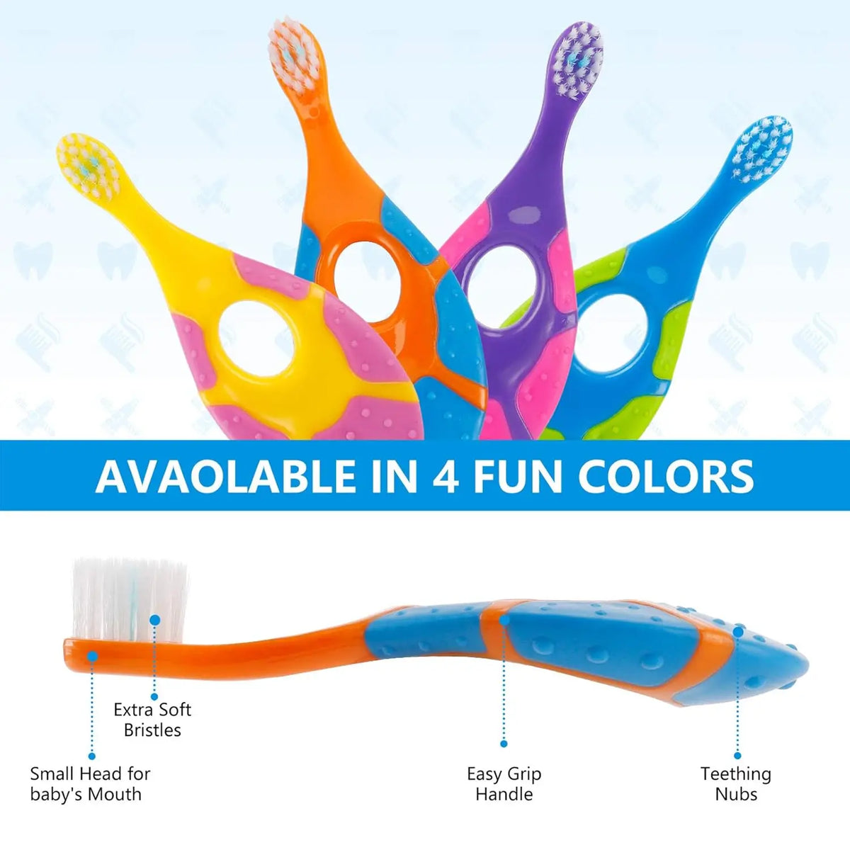 4-Pack Kids Silicone Finger Toothbrush | Soft Bristles BPA-Free Kids Toothbrush Set QXL