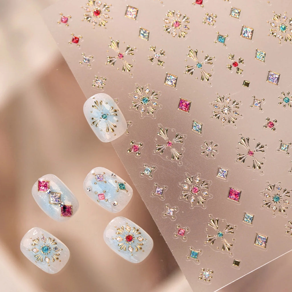 NAILFYOU 5D Nail Art Stickers | Retro Gemstone Snowflake Decals Nail Art Stickers QXL