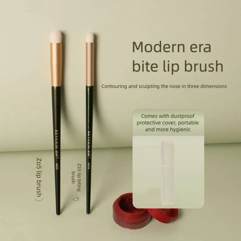 Soft Goat Hair Lip Brush with Lid | Portable Lipstick Brush Lip Makeup Brush QXL