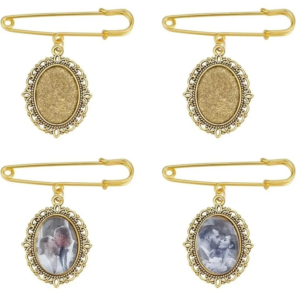 8-Piece DIY Photo Brooch Kit | Oval Glass Cabochons & Alloy DIY Brooch Kit QXL