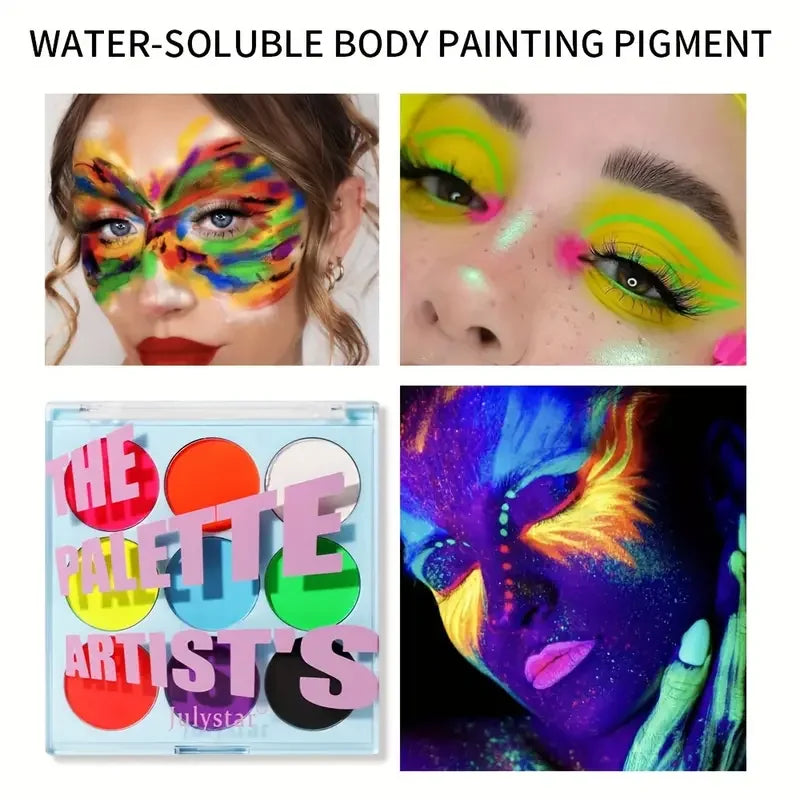 UV Face & Body Paint Palette | Luminous Water-Soluble Cream UV Body Paint Palette QXL
