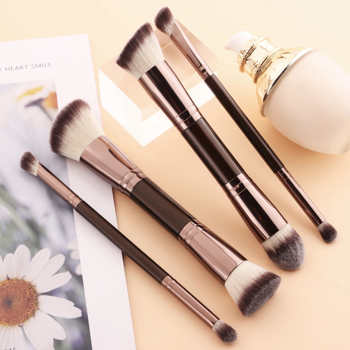Ronshadow 4-Pc Double-Ended Makeup Brush Set | Face & Eye Makeup Brush Set QXL