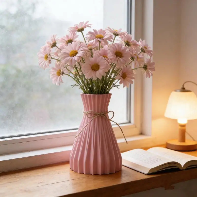 Origami Foldable Plastic Vase | Pleated Flower Holder Decor Decorative Flower Vase QXL