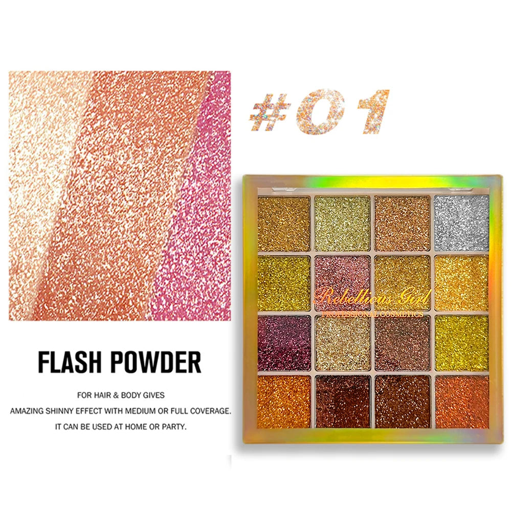 VERONNI 16-Color Glitter Eyeshadow Palette | Diamond Shimmer Glitter Eyeshadow Palette QXL