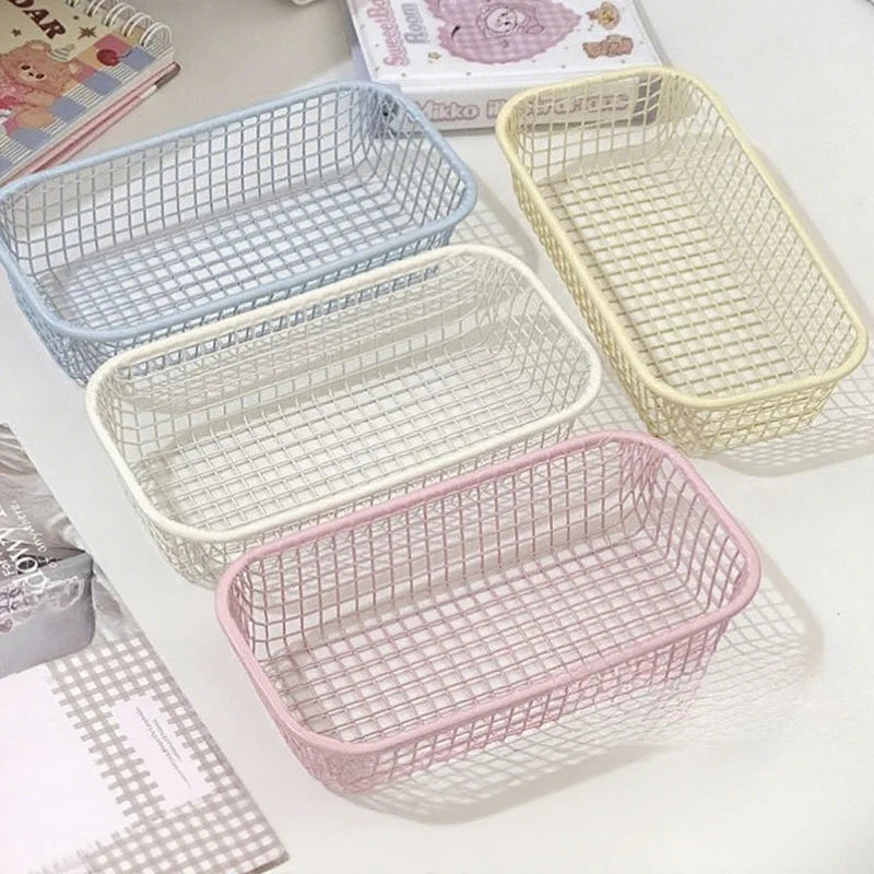 Metal Wire Desktop Storage Basket | Desk Organizer Holder Desktop Organizer Basket QXL