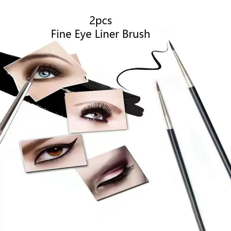 2-Pack Fine Tip Eyeliner Brushes – Soft Nylon Eye Makeup Set Eyeliner Brush Set QXL
