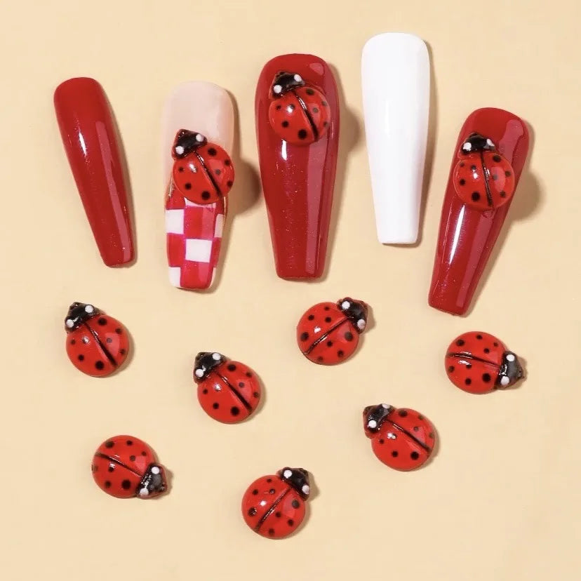 20-Pack Ladybug Nail Charms | Flatback Rhinestones for Nail Art Nail Art Charms QXL