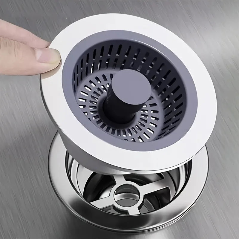 3-in-1 Sink Filter & Bounce Plug Set | Durable ABS Drain Stopper Sink Drain Filter Set QXL