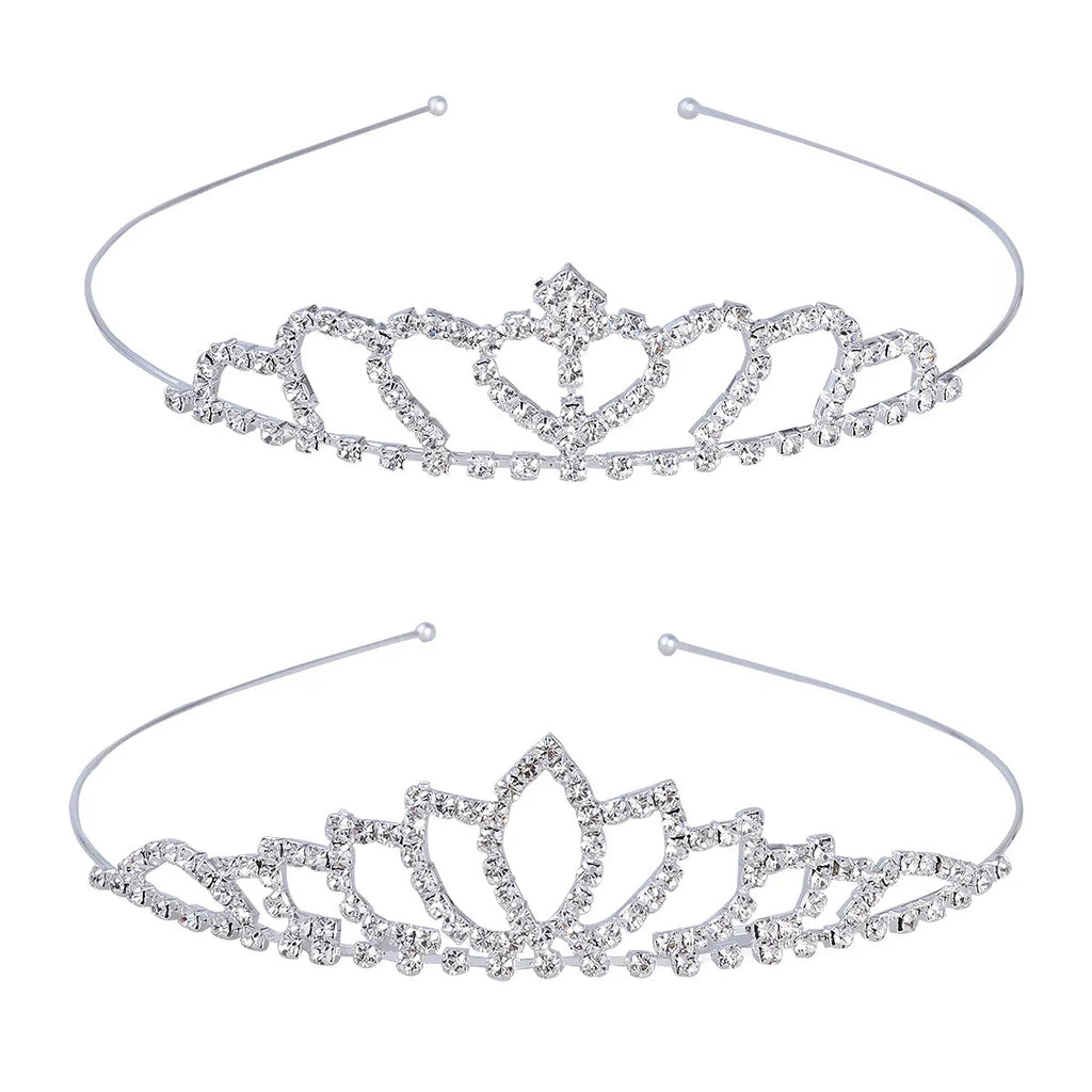 2-Pack Rhinestone Heart Tiara Crown | Wedding & Prom Headband Bridal Tiara Crown QXL