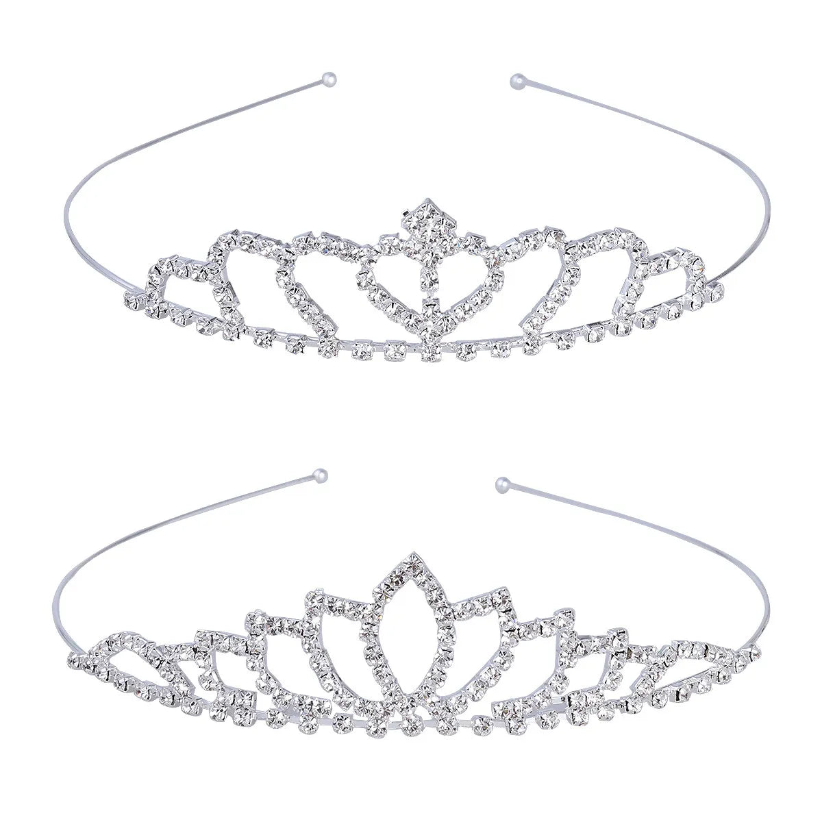 2-Pack Rhinestone Heart Tiara Crown | Wedding & Prom Headband Bridal Tiara Crown QXL