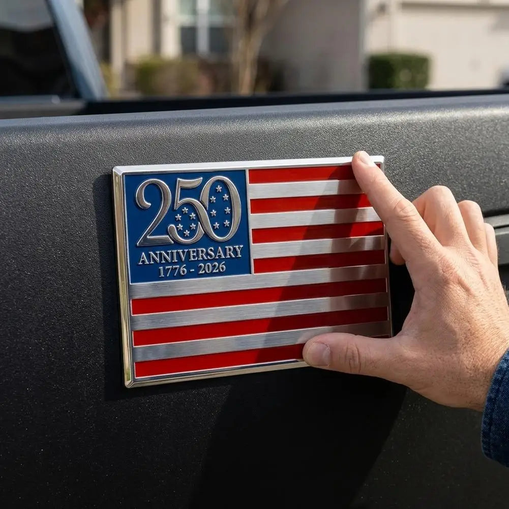 250th Anniversary 1776–2026 Patriotic Metal Flag Car Emblem Metal Car Emblem QXL