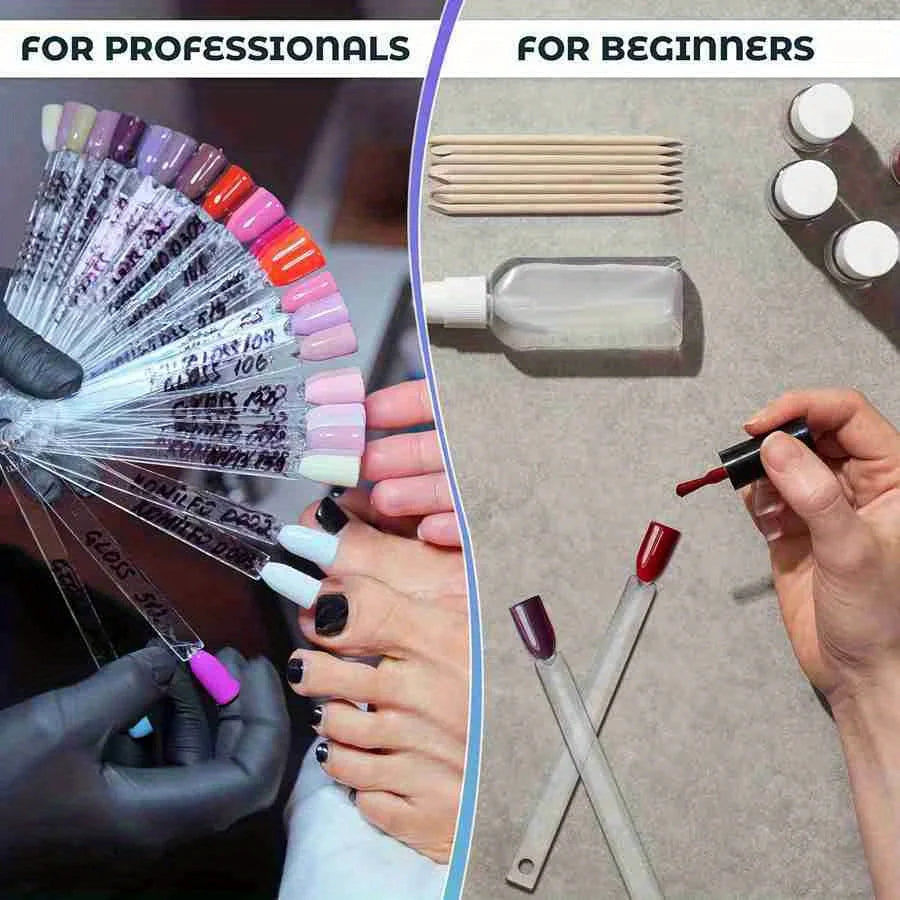 100-Pc Clear Nail Swatches Color Chart & Display Palette Stand Nail Swatch Display QXL
