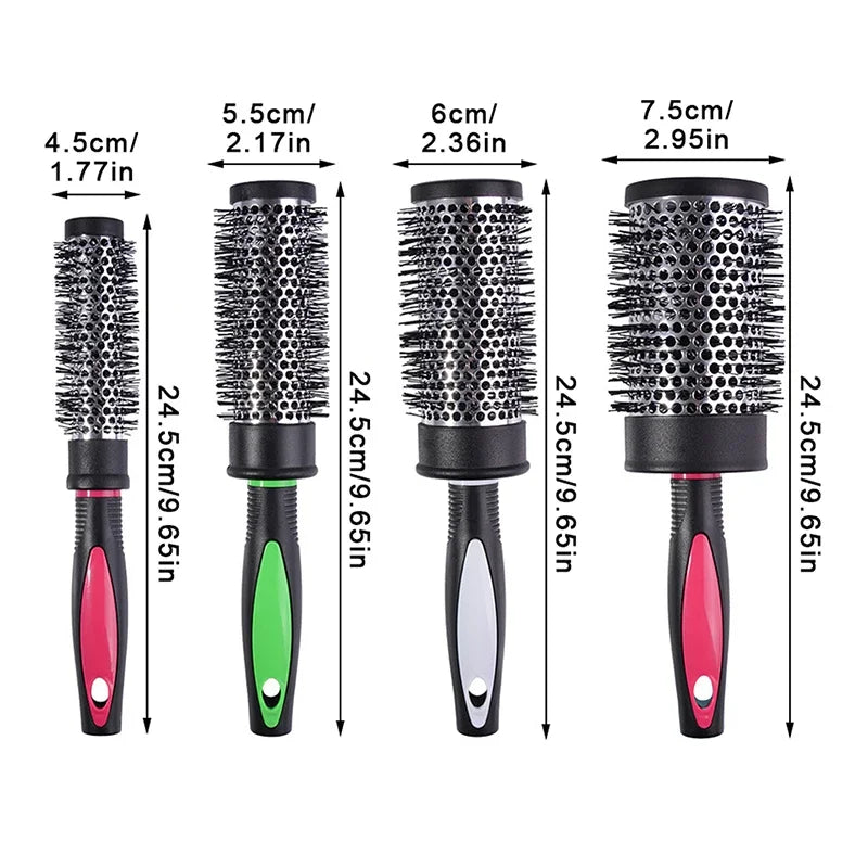 Round Curling Roller Comb | Thermal Aluminum Barrel Hair Brush Round Barrel Hair Brush QXL