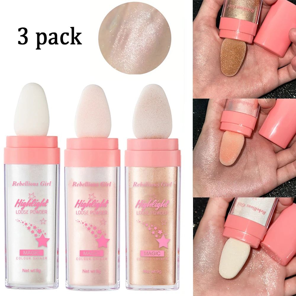 3-Pack Shimmer Highlighter Sticks | Glitter Contour & Blush Shimmer Highlighter Stick QXL