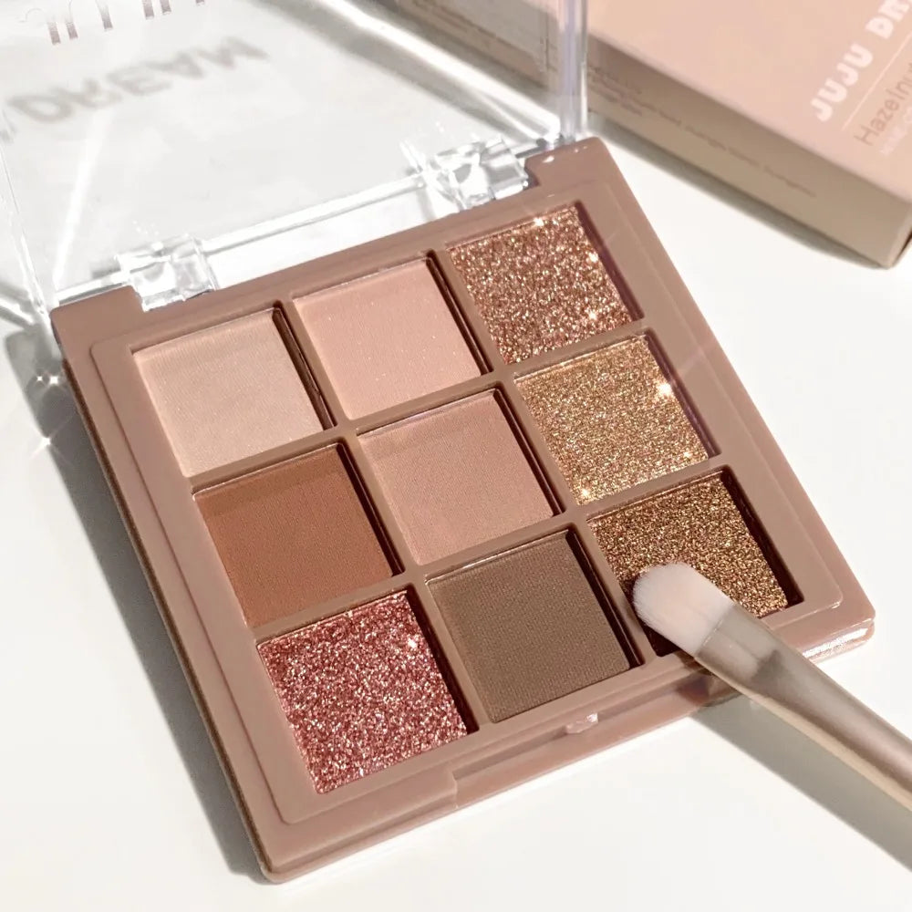 9-Color Nude Eyeshadow Palette | Matte Shimmer Cocoa Korean Eyeshadow Palette QXL