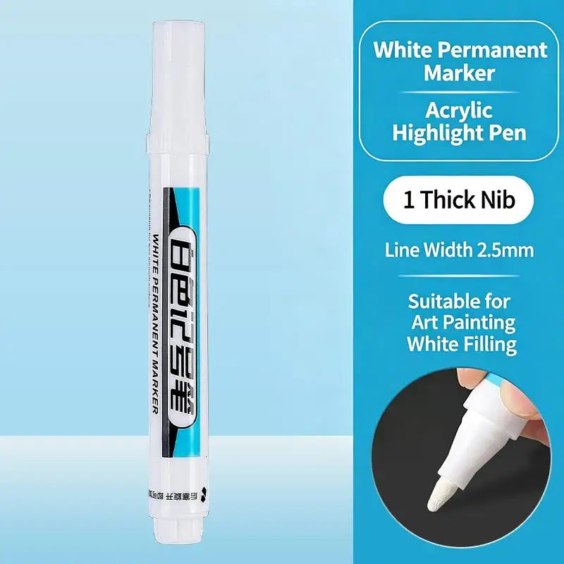 White Long Needle Marker Pen | Waterproof Fine Point Marking Marking Pen QXL B