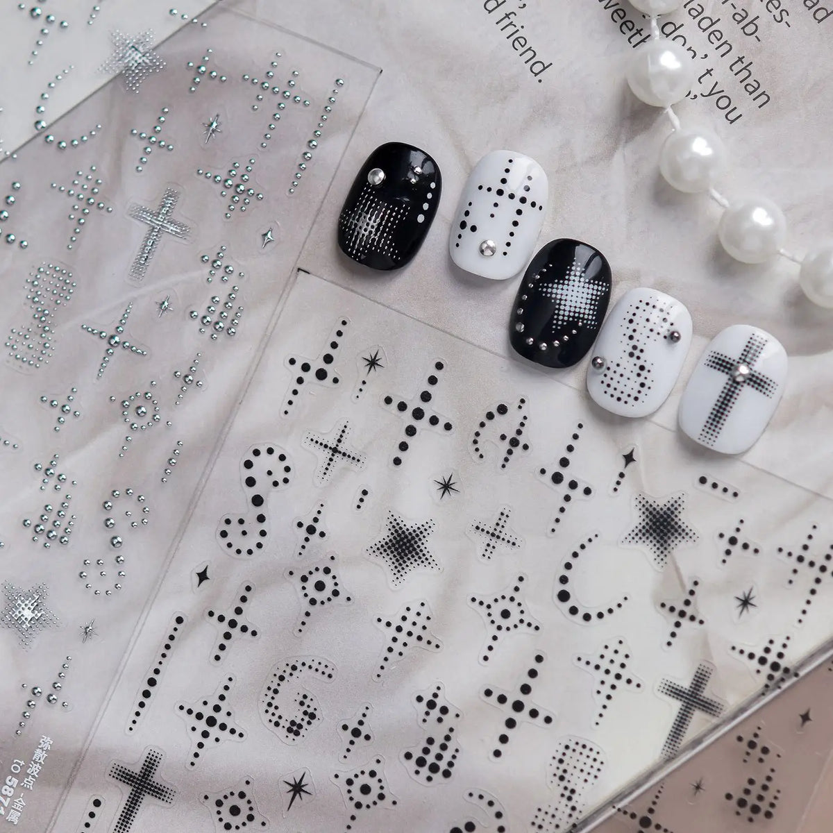 5D Gradient Nail Stickers | Polka Dot, Star & Crescent Decals Nail Art Stickers QXL