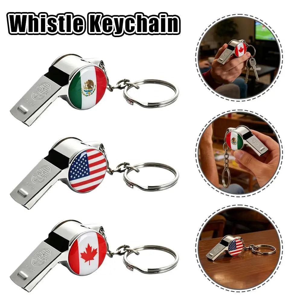 2026 World Cup Football Whistle Keychain | Metal Fan Keyring Sports Fan Keychain QXL