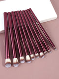 MAANGE 10-Pc Eye Makeup Brush Set | Eyeshadow & Highlight Eye Makeup Brush Set QXL Wine red