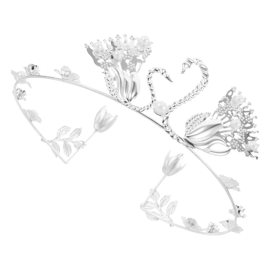 Pearl Crown Cake Topper – Mini Swan Tiara for Weddings & Parties Cake Topper Decoration QXL