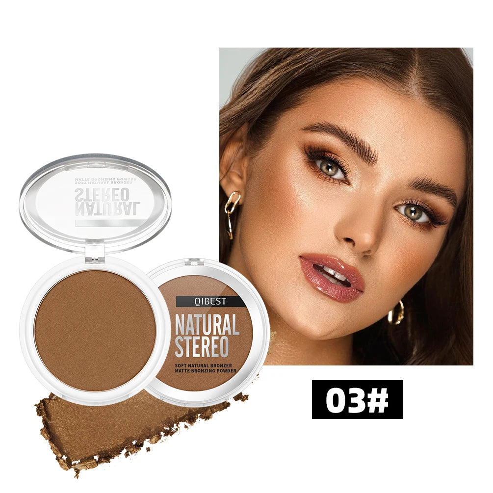 QIBEST 3-Color Highlighter Bronzer Contour Palette | 10g Bronzer Contour Palette QXL 03