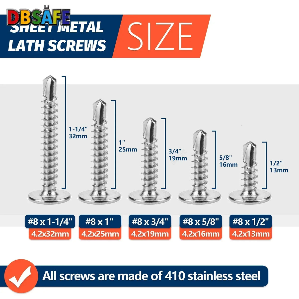 #8 M4.2 Truss Head Self-Drilling Screws | 410 Stainless 50-Pk Self-Drilling Screws QXL