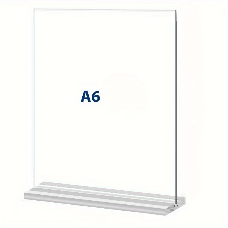 Acrylic Double-Sided T-Type Sign Holder | A4 A5 A6 Menu Stand Tabletop Sign Holder QXL A6