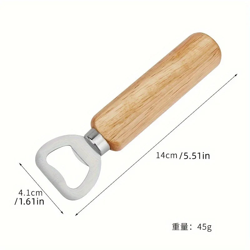 Wooden Handle Stainless Steel Beer Bottle Opener | Bar Tool Bottle Opener QXL