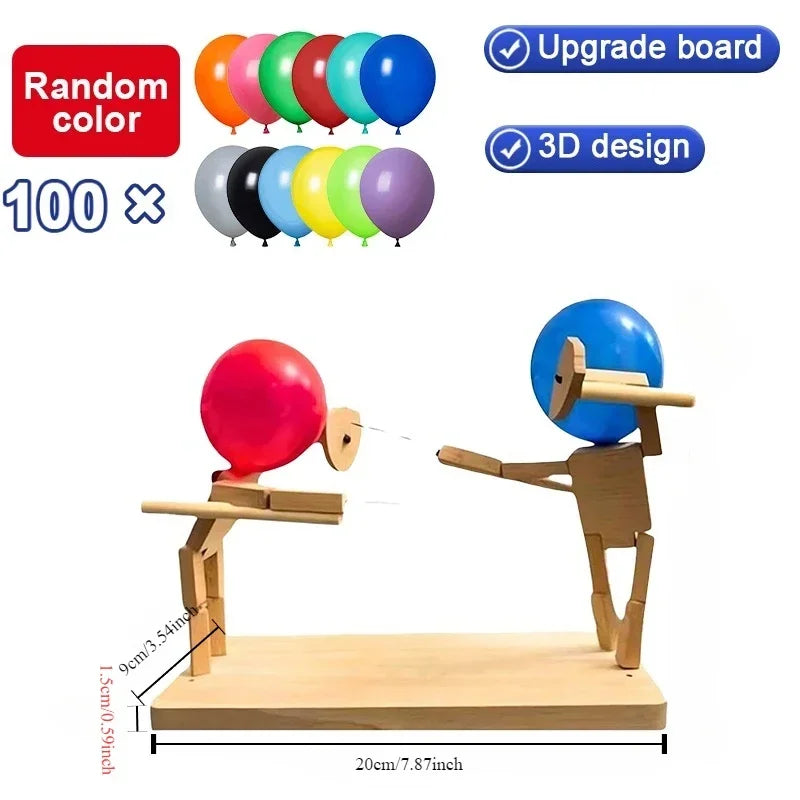 Bamboo Man Balloon Battle Game | 2-Player Fencing Puppet Set Balloon Battle Game QXL 1Set With 100balloon