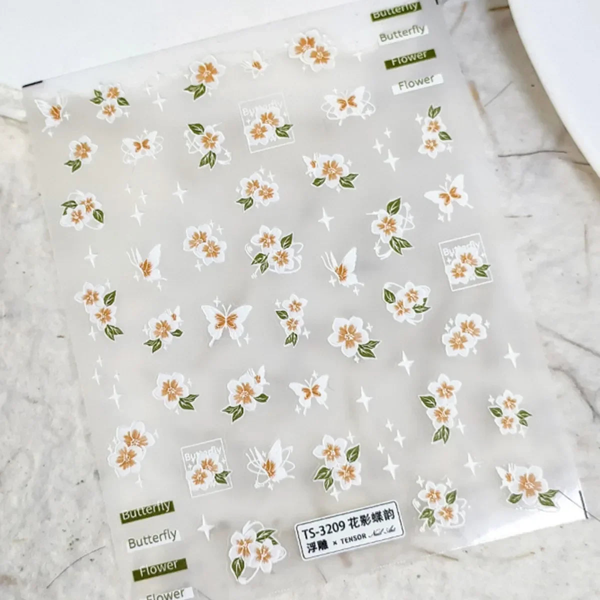 5D Floral Nail Art Stickers – Iris, Tulip & Kawaii Decals Nail Art Stickers QXL 1pcs TS-3209