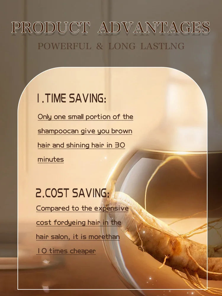 Ginseng 3-in-1 Hair Color Shampoo 500ml | Black & Dark Brown Hair Color Shampoo QXL