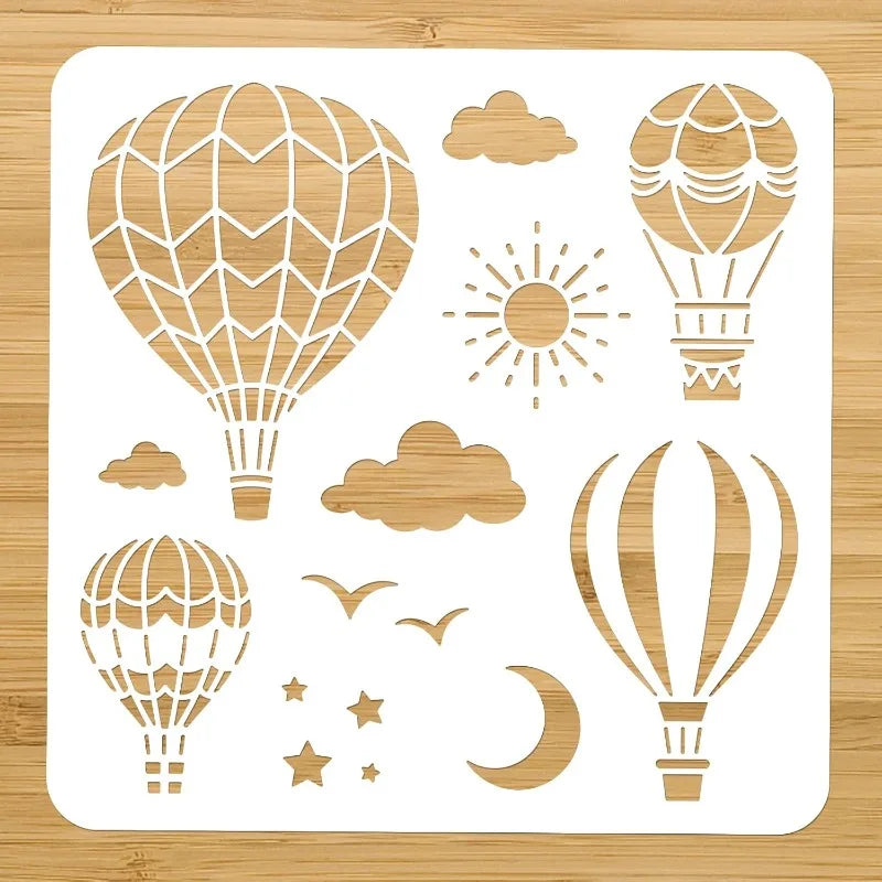 Hot Air Balloon Stencil 11.8" | Reusable Plastic DIY Craft DIY Painting Stencil QXL