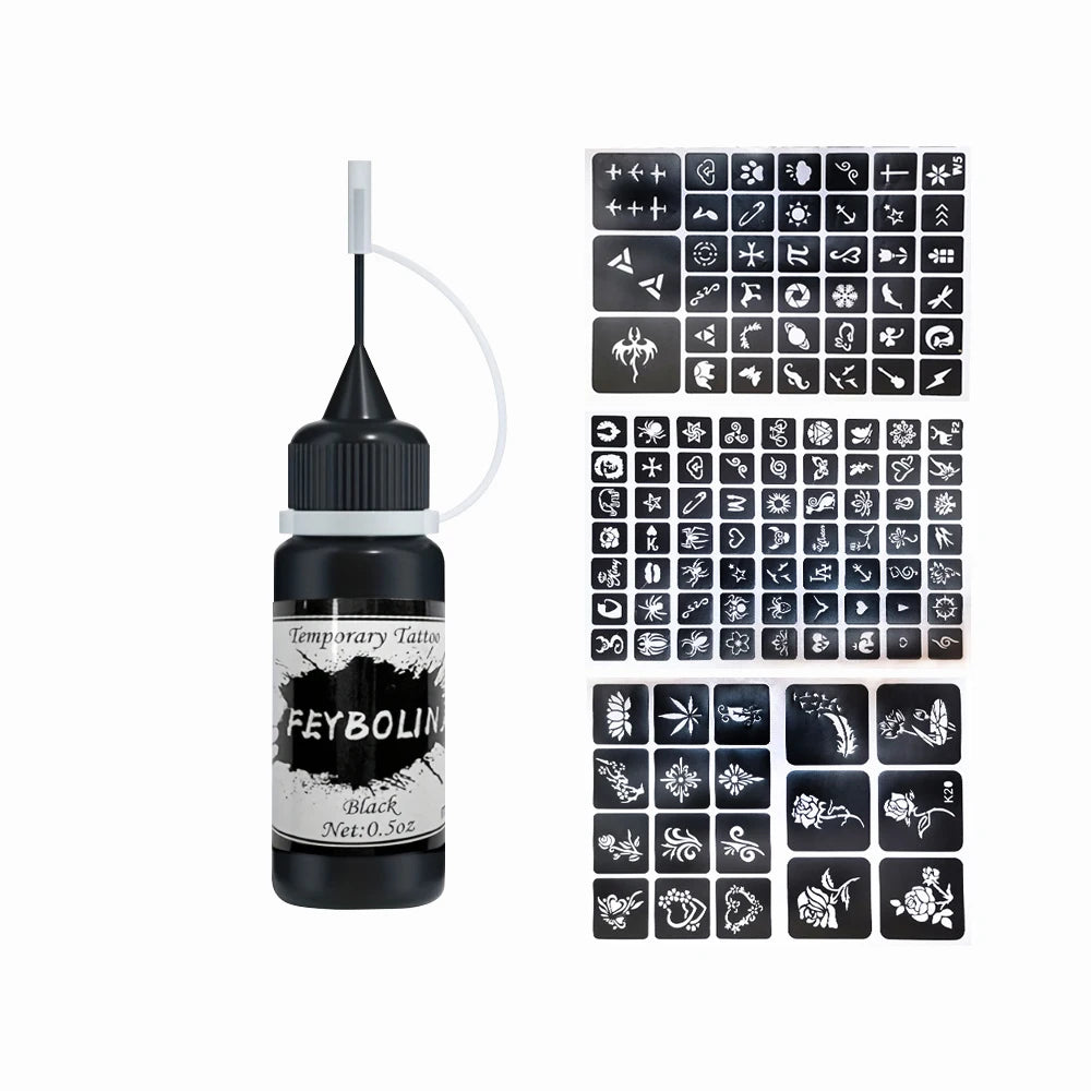 Temporary Tattoo Ink Gel Kit – 4-Pc Freehand Body Paint Temporary Tattoo Kit QXL 4pcs-Balck