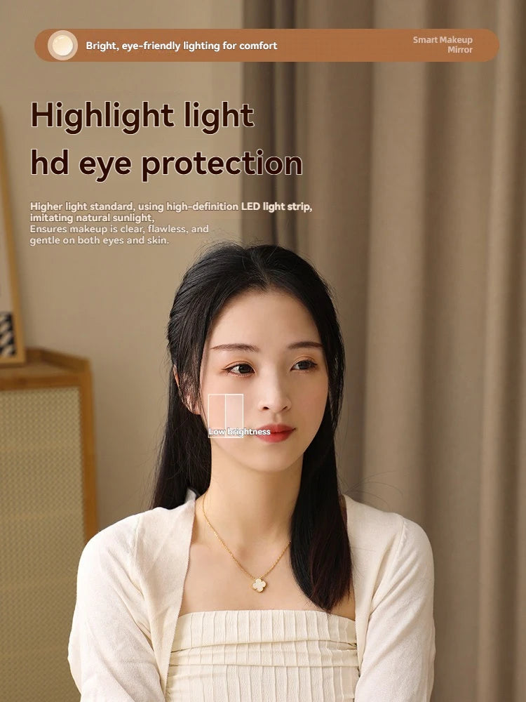 LED Vanity Mirror with Lights | HD Round Desktop Makeup Mirror LED Makeup Mirror QXL