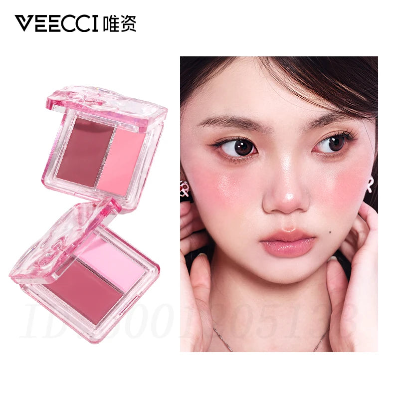 VEECCI Dual-Color Watery Blush Cream | Matte & Dewy Cheek Rouge Cream Blush QXL