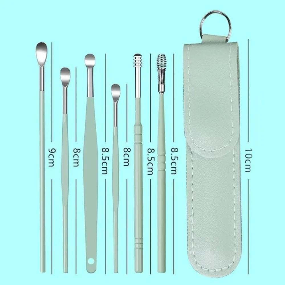 6-Pc 360° Stainless Steel Ear Pick Set | Spiral Ear Spoon Ear Cleaning Tool QXL