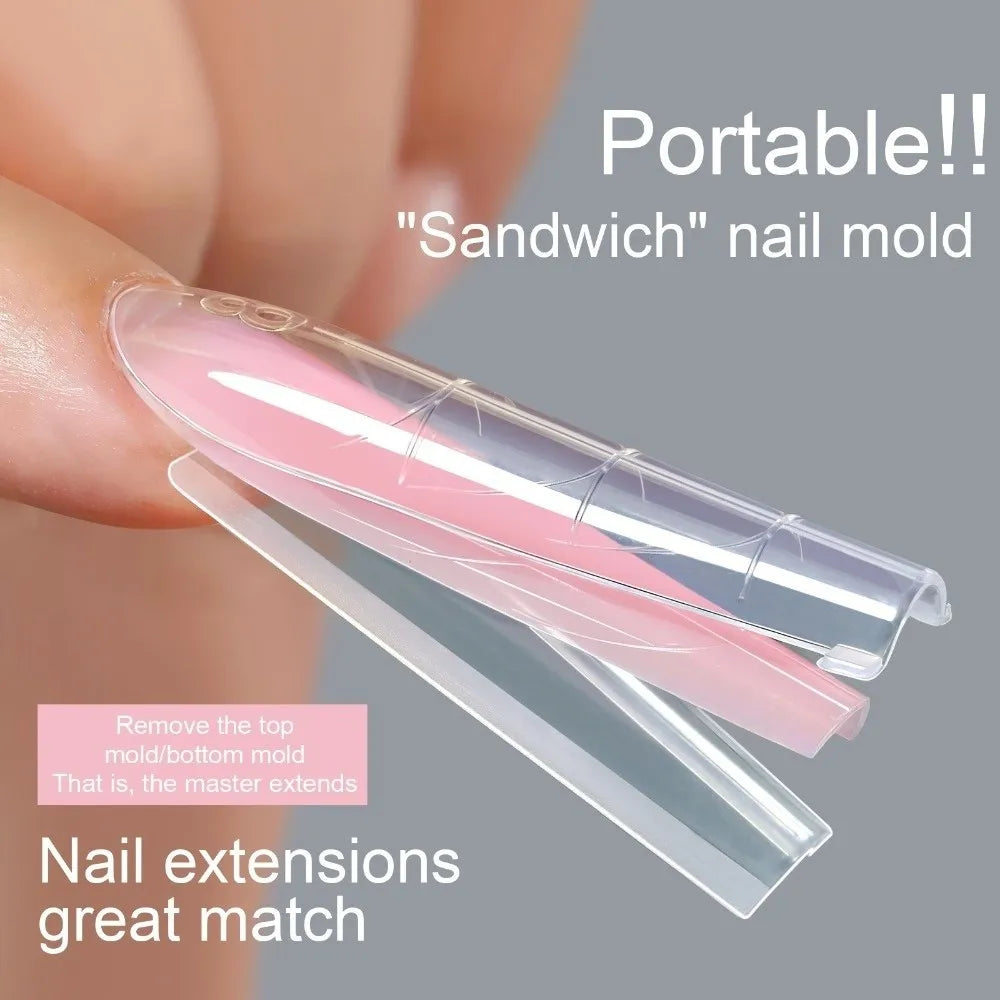 256-Pc Transparent Dual Form Nail Extension Tips | DIY Set Nail Extension Forms QXL