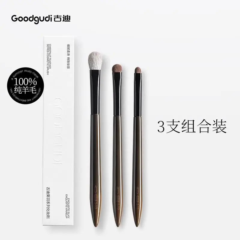 3-Piece Goat Hair Eyeshadow Brush Set | Natural Blending Eyeshadow Brush Set QXL Three items