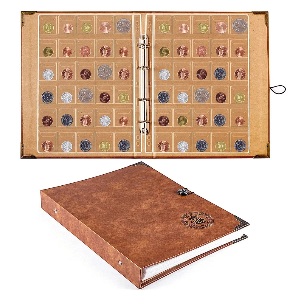 Coin & Banknote Collection Album | Retro Commemorative Storage Book Coin Collection Album QXL