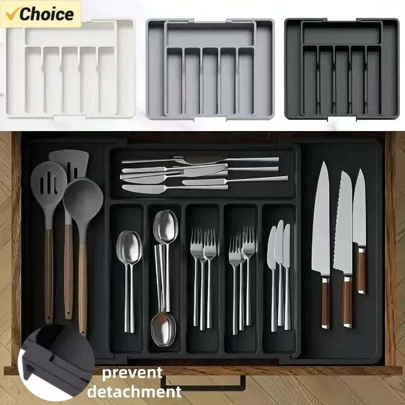 Adjustable Drawer Organizer – Expandable Flatware & Utensil Tray Drawer Organizer Tray QXL
