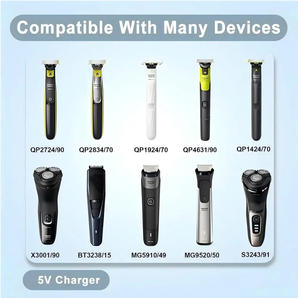 USB-C to 5V Shaver Adapter for Philips OneBlade | LED Light Shaver Charging Adapter QXL