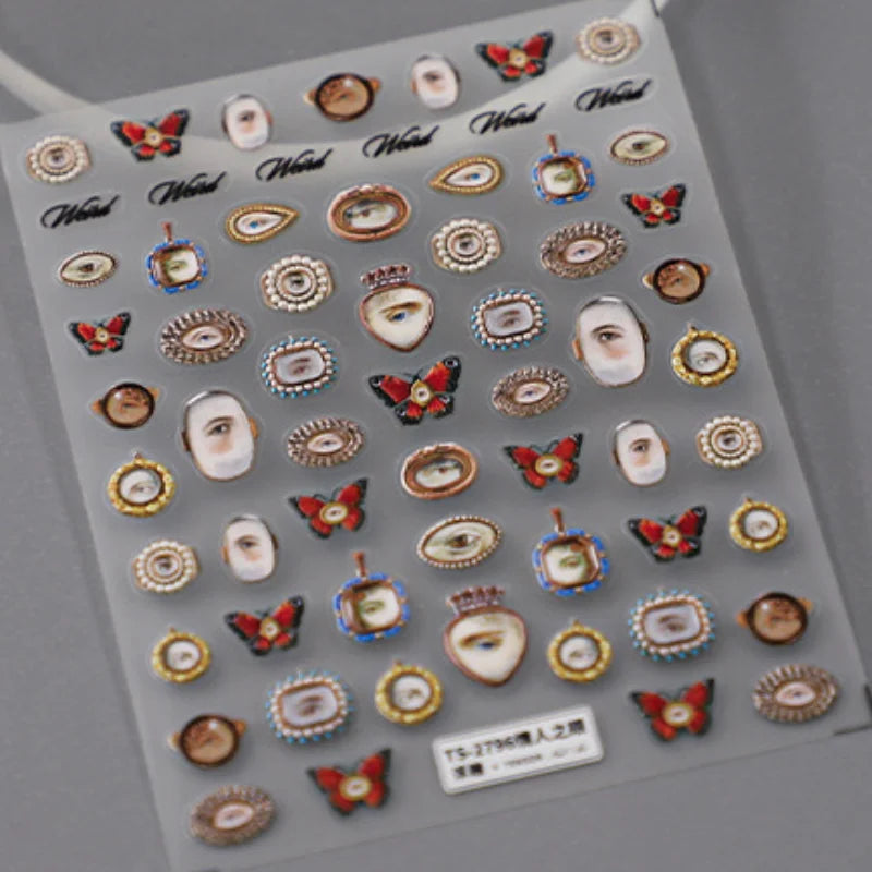 5D Embossed Halloween Eyes Nail Art Stickers | Self-Adhesive Nail Art Stickers QXL