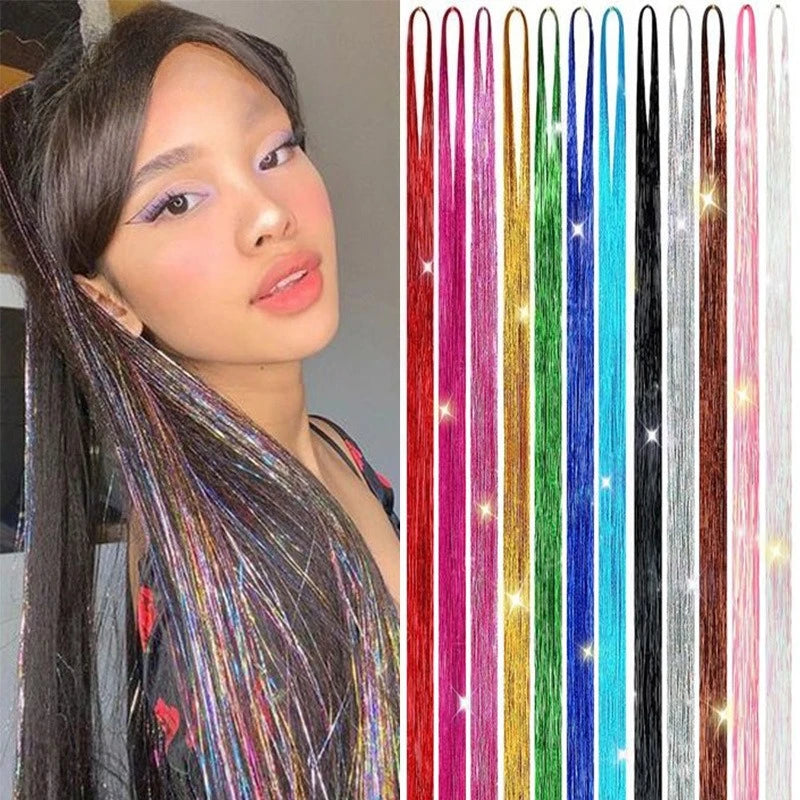 Rainbow Hair Tinsel Kit – Glitter Sparkle Braid Extensions Hair Tinsel Extensions QXL