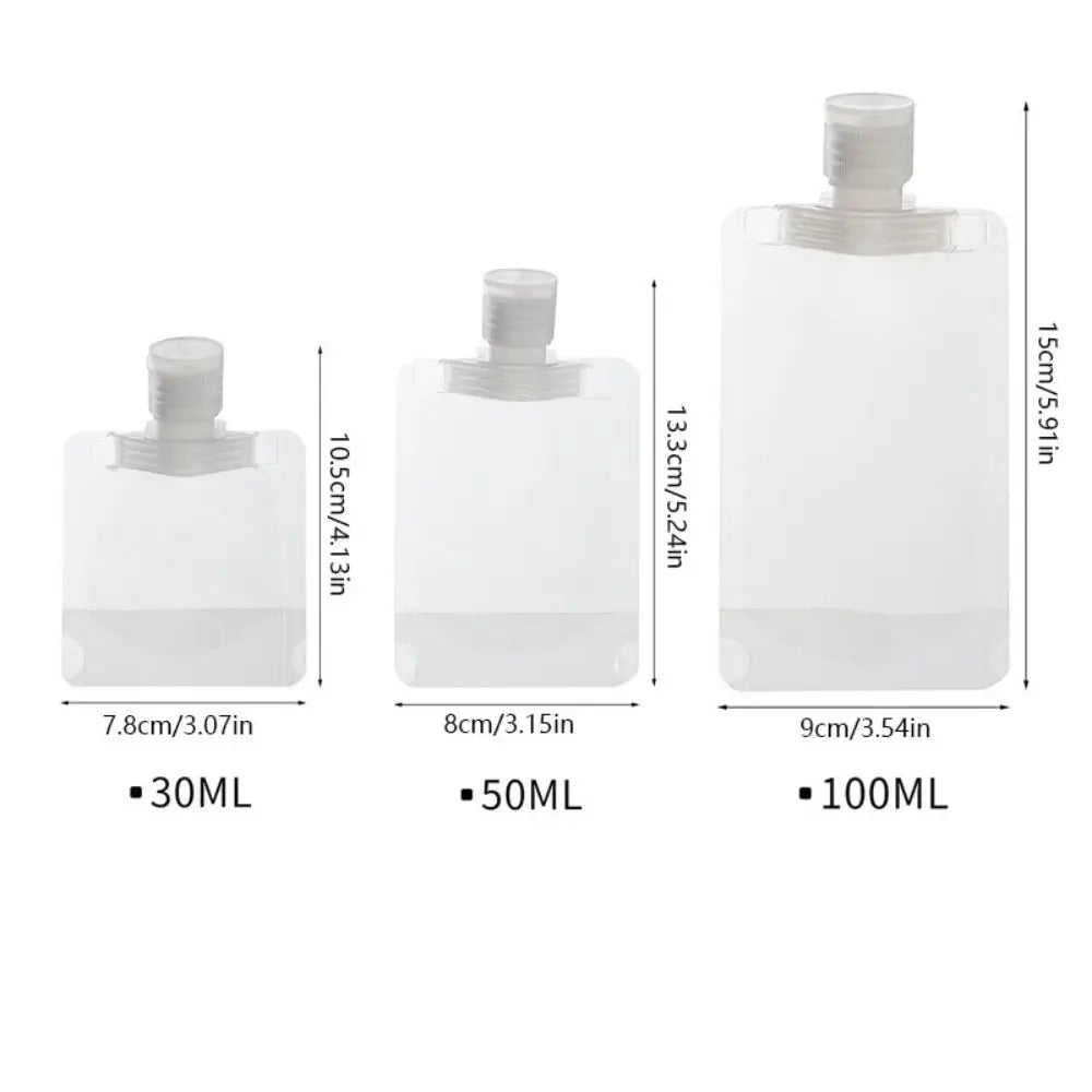 Leakproof Refillable Travel Pouches 30/50/100ml – Shampoo Lotion Travel Refill Pouches QXL
