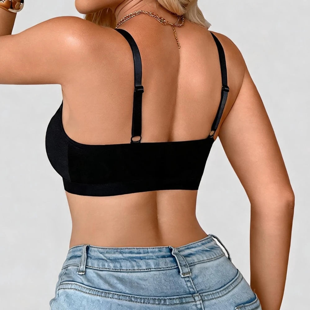 Women's Floral Lace Front Closure Wireless Bra | Wire-Free Wireless Lace Bra QXL
