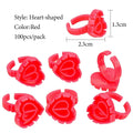 100-Pack Heart-Shaped Glue Ring Cups | Lash & Tattoo Palette Glue Ring Palette QXL Red
