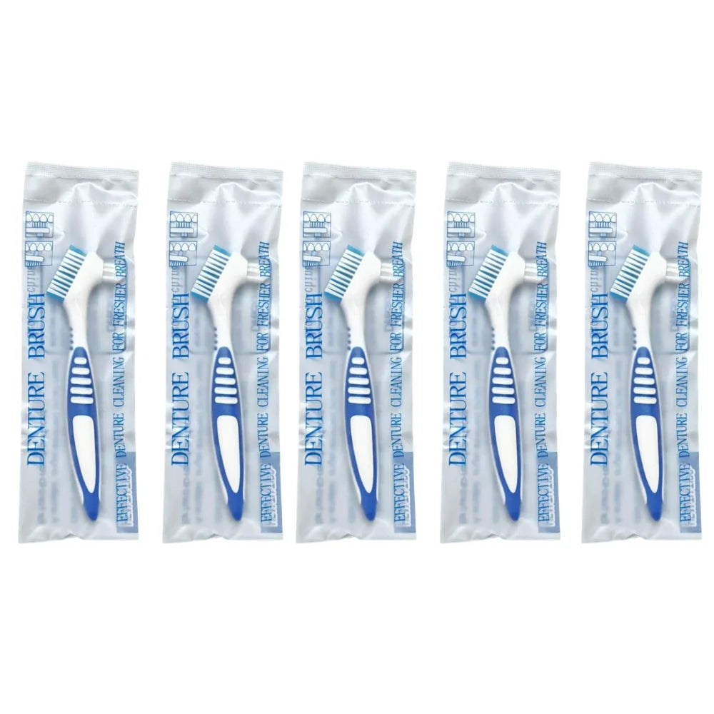 Dual-Head Denture Toothbrush | Cleans False Teeth & Braces Denture Toothbrush QXL 5PCS