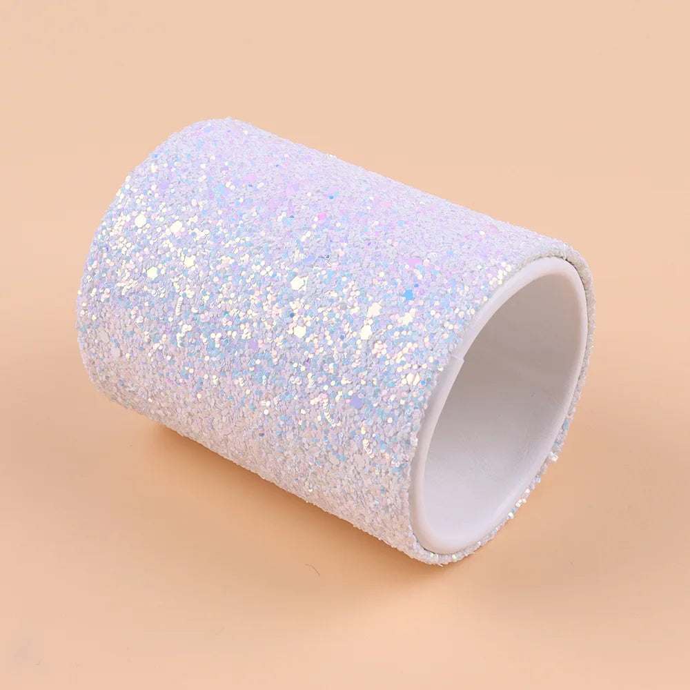 Glitter Makeup Brush Holder PU Organizer Cup | Pink & Black Makeup Brush Holder QXL WHITE